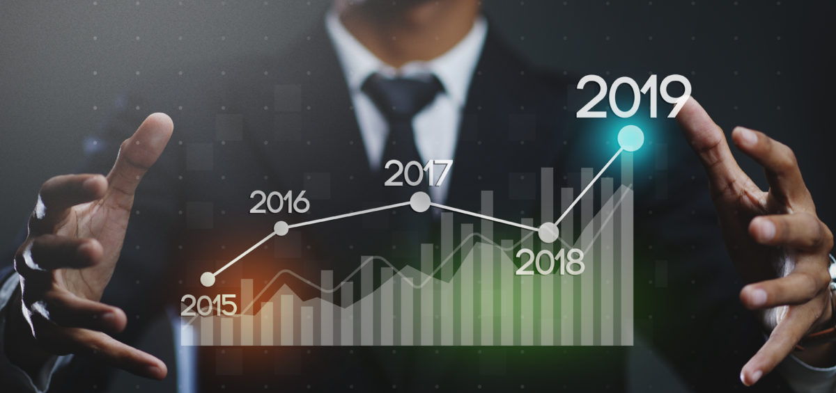 Businessman Creating Growing Statistic Financial Graph 2019