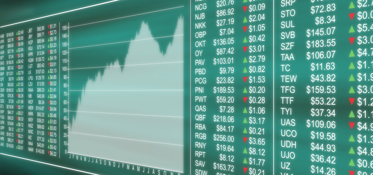 Virtual display monitoring financial stock market prices
